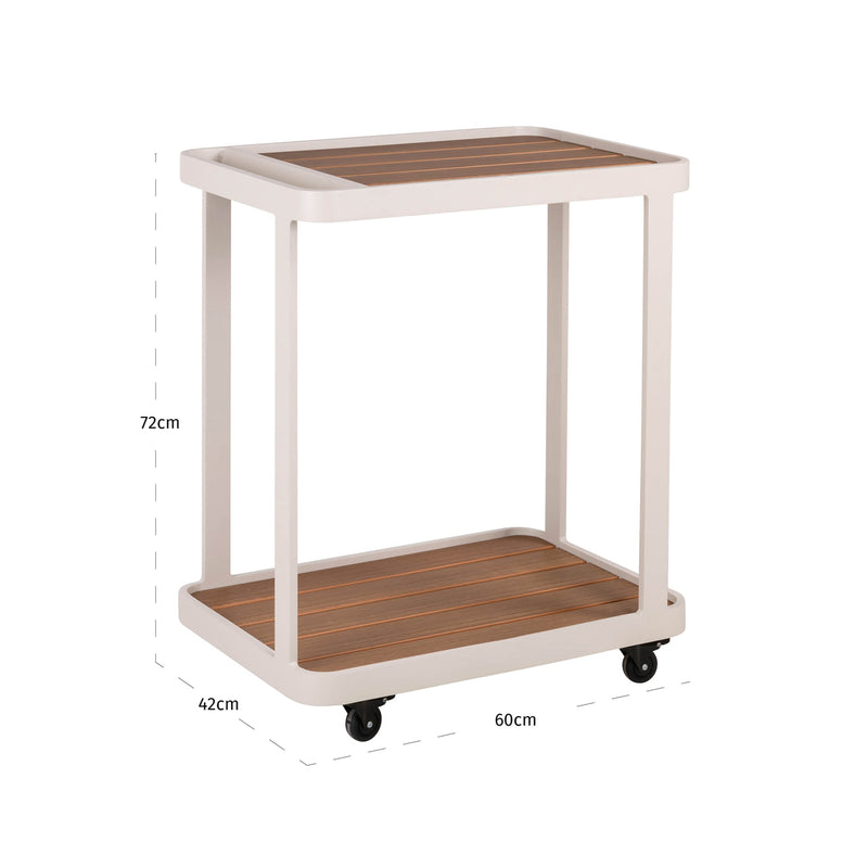 Garten Wagen Spritz beige – Servierwagen aus Aluminium für Terrasse