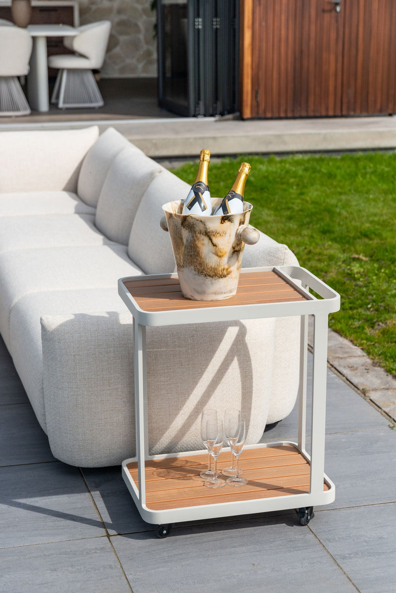 Garten Wagen Spritz beige – Servierwagen aus Aluminium für Terrasse