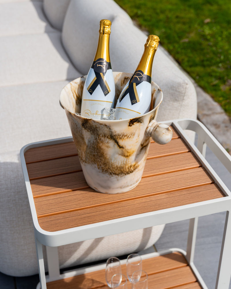 Garten Wagen Spritz beige – Servierwagen aus Aluminium für Terrasse