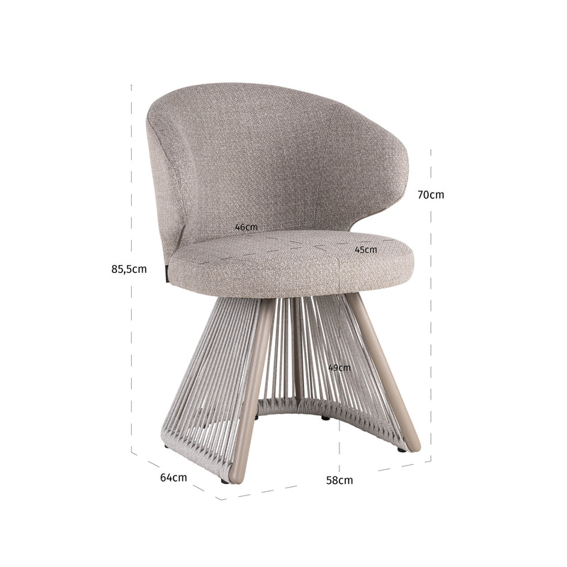 Outdoor Stuhl Nuba greige alpine mit Aluminiumgestell & Seilgeflecht