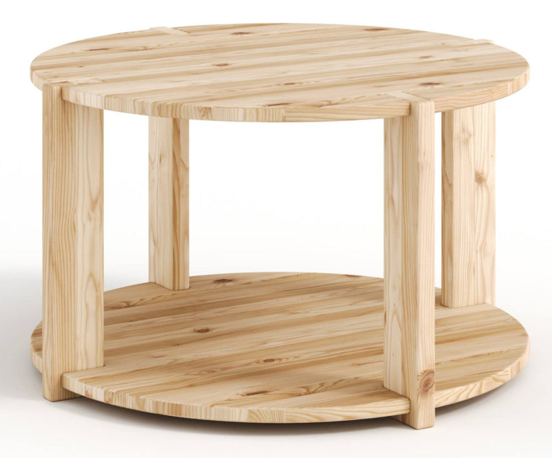 Couchtisch TUCK Coffee Table 70 mit tiefer Ablage Kiefer unbehandelt