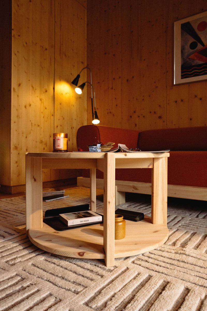 Couchtisch TUCK Coffee Table 70 mit tiefer Ablage Kiefer unbehandelt
