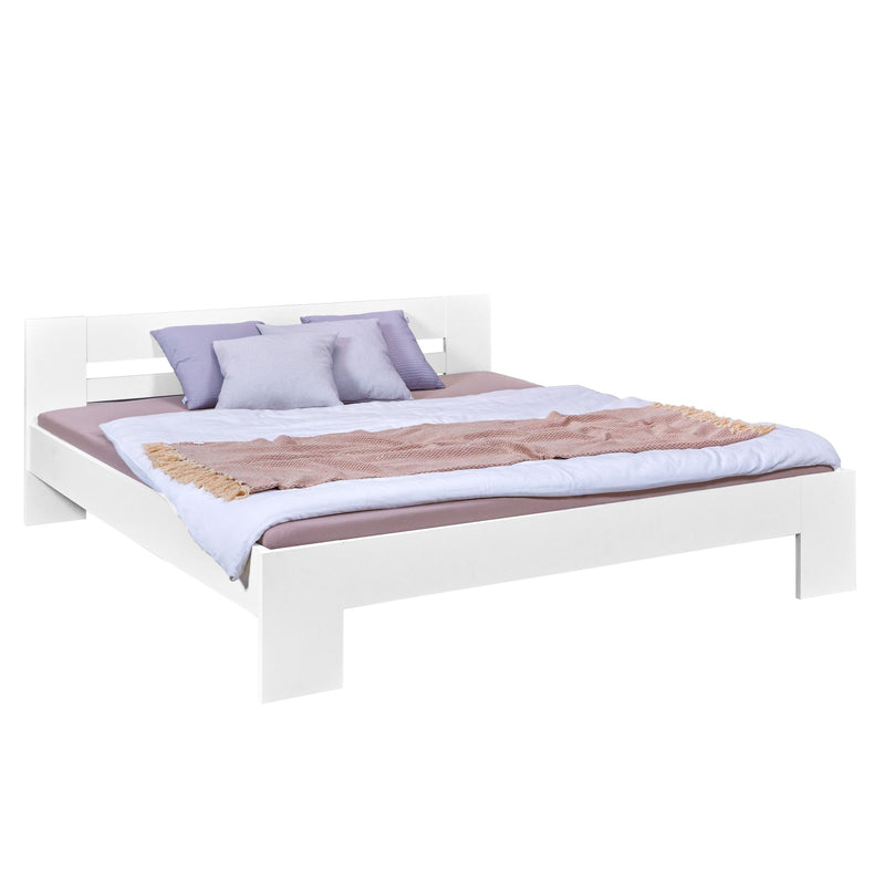 Einzelbett Annik 180x200 in Weiß, MDF-Bettgestell fürs Schlafzimmer