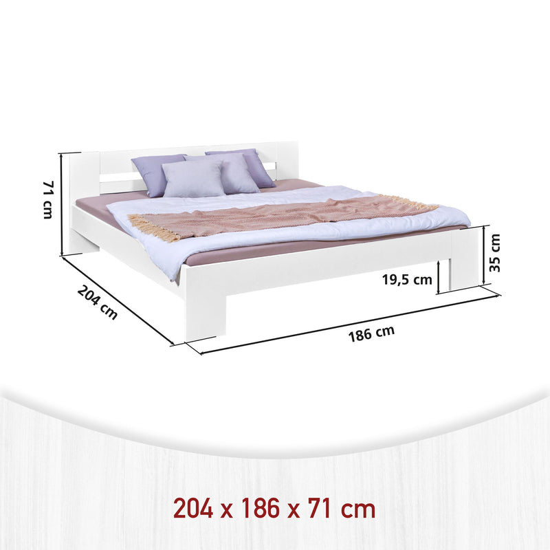 Einzelbett Annik 180x200 in Weiß, MDF-Bettgestell fürs Schlafzimmer