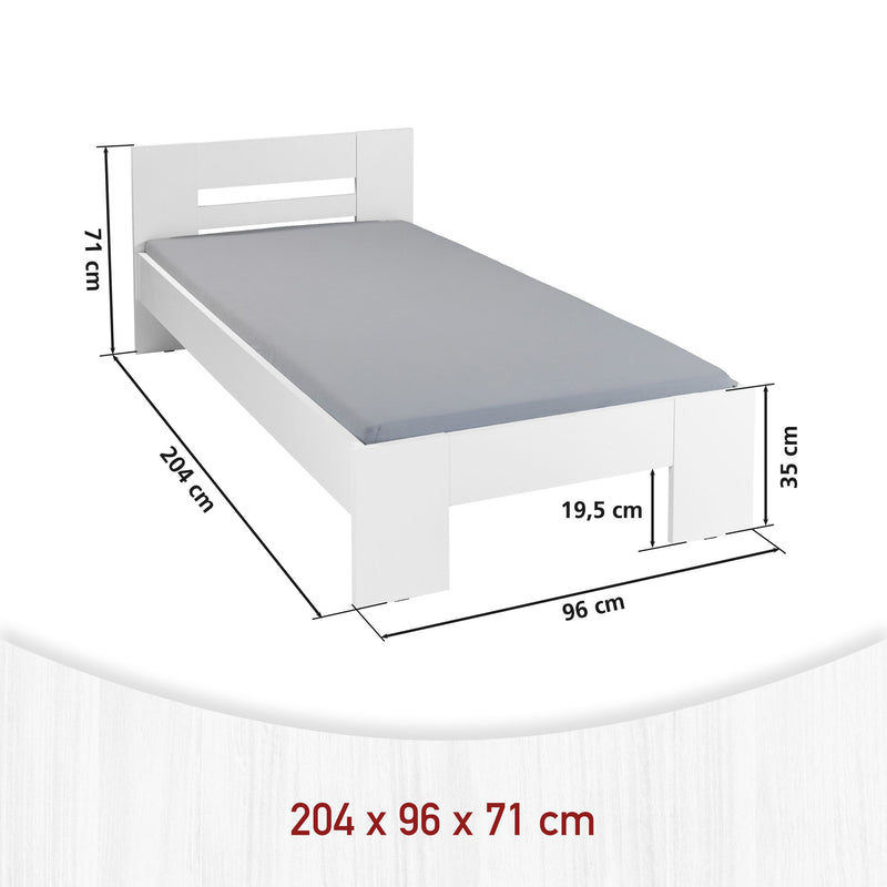 Einzelbett Annik 90x200 Weiß aus MDF für Schlaf- & Kinderzimmer