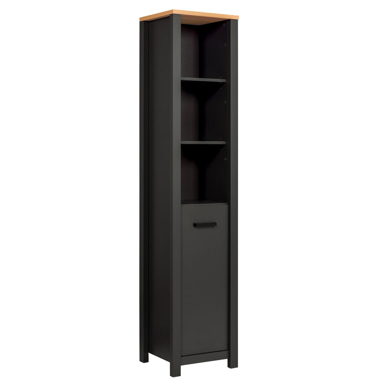 Badschrank Veneto Hochschrank Anthrazit mit Artisan-Eiche-Optik