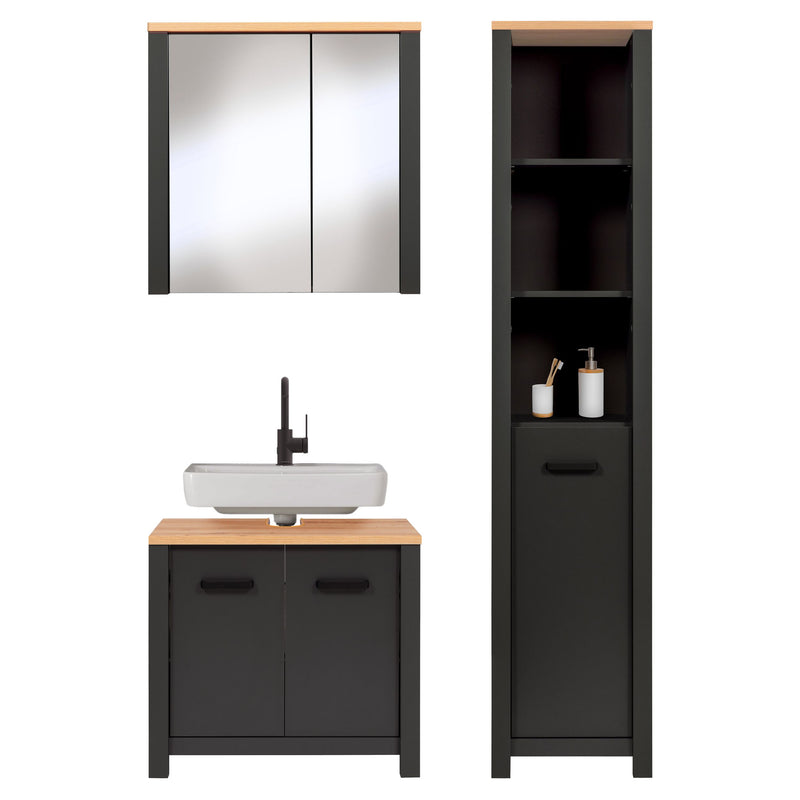 Badmöbel-Set Veneto 3-teilig Anthrazit mit Artisan Eiche Optik