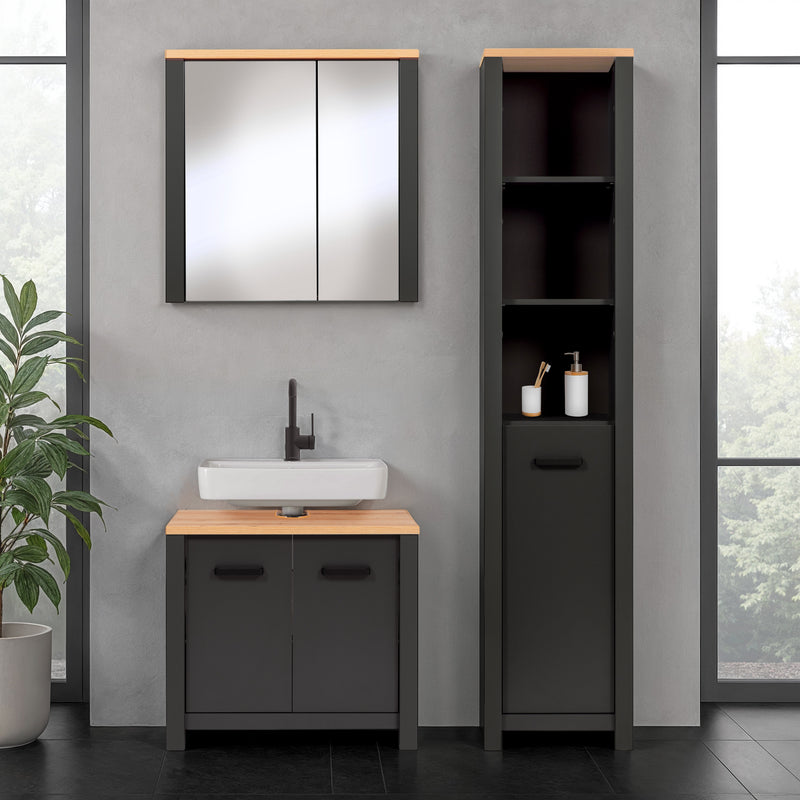 Badmöbel-Set Veneto 3-teilig Anthrazit mit Artisan Eiche Optik