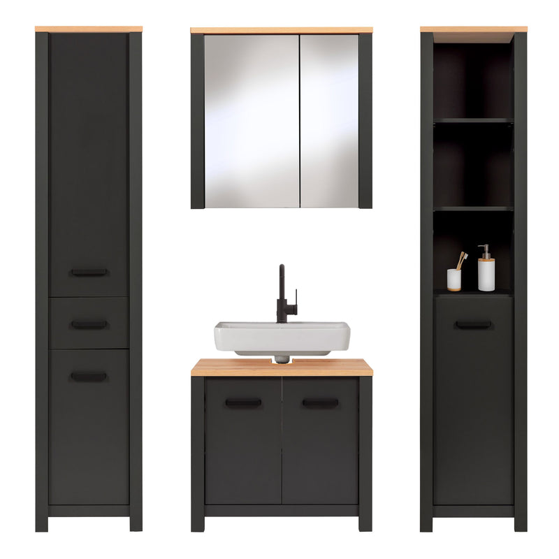 Veneto Bad Bundle 04 Badmöbel-Set Anthrazit mit Artisan Eiche Optik