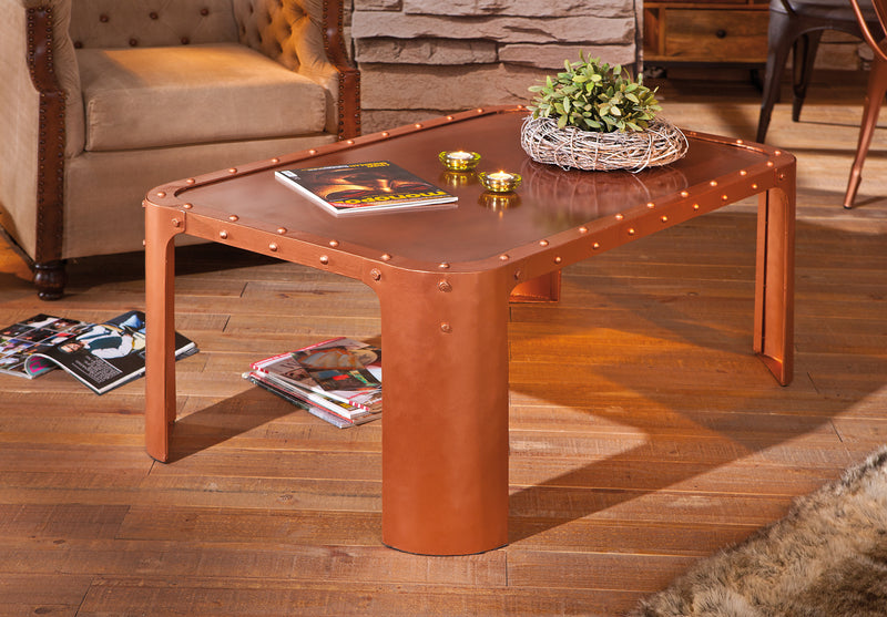 Couchtisch Gormur Kupfer mit Metallgestell im Industrial-Design