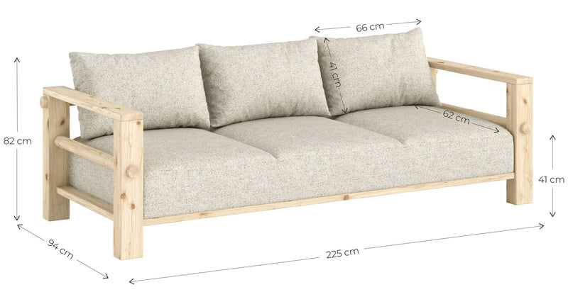 Schlafsofa BARE Sofa Bed mit Taschenfederkern Kiefer massiv unfinished