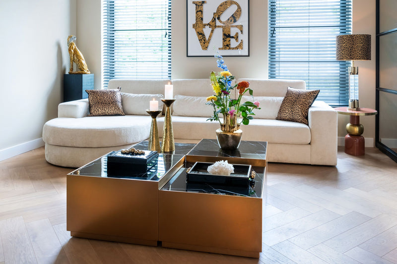 Tablett Liv black/gold – edles Deko-Tablett aus Eisen, MDF & Glas
