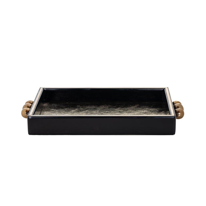 Tablett Liv black/gold – edles Deko-Tablett aus Eisen, MDF & Glas