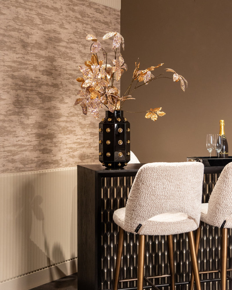 Tablett Liv black/gold – edles Deko-Tablett aus Eisen, MDF & Glas
