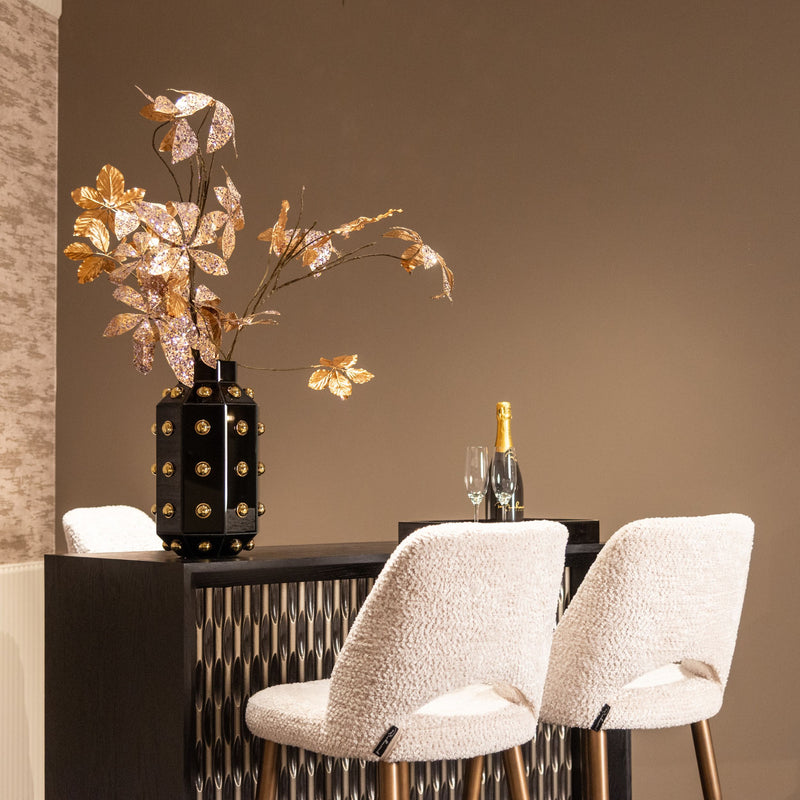 Tablett Liv black/gold – edles Deko-Tablett aus Eisen, MDF & Glas