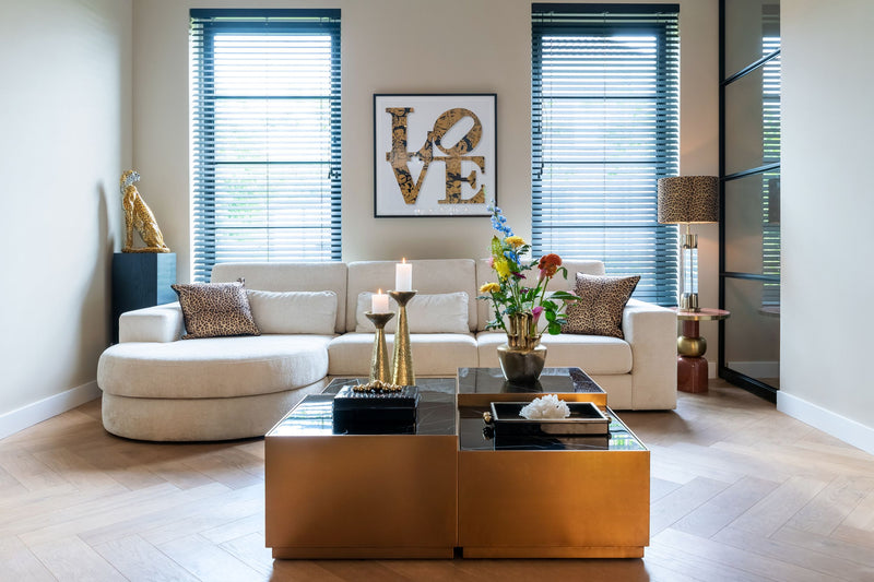 Tablett Liv black/gold – edles Deko-Tablett aus Eisen, MDF & Glas