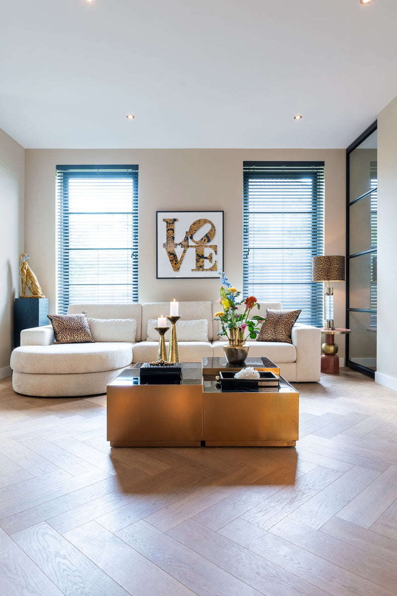 Tablett Liv black/gold – edles Deko-Tablett aus Eisen, MDF & Glas