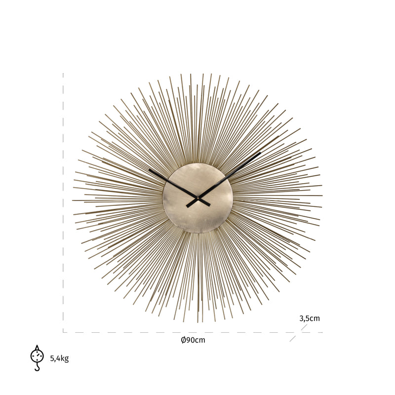 Richmond Wanduhr Chasin gold Ø 90 cm, sonnenförmiges Design