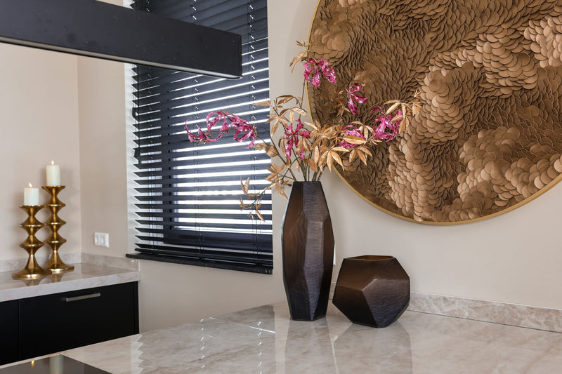 Richmond Wandkunst Bloom gold, Blumenrelief-Wanddeko, 110x110 cm