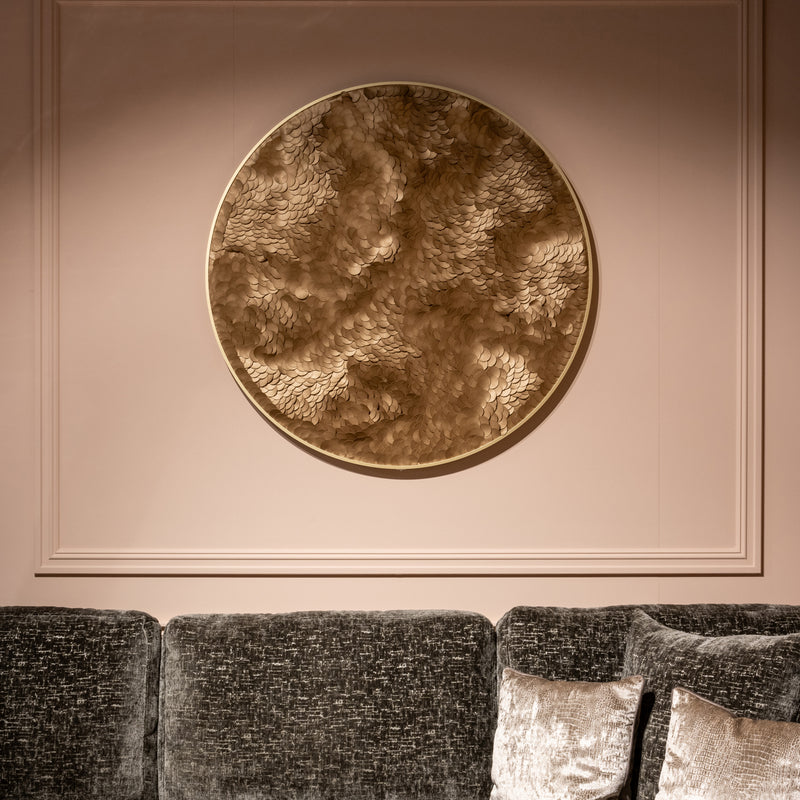 Richmond Wandkunst Bloom gold, Blumenrelief-Wanddeko, 110x110 cm