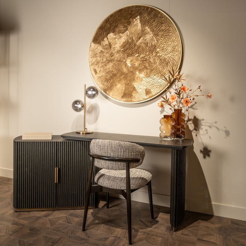 Richmond Wandkunst Bloom gold, Blumenrelief-Wanddeko, 110x110 cm