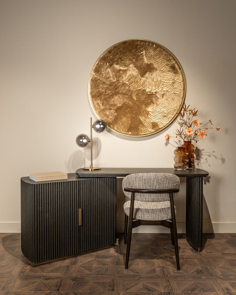 Richmond Wandkunst Bloom gold, Blumenrelief-Wanddeko, 110x110 cm