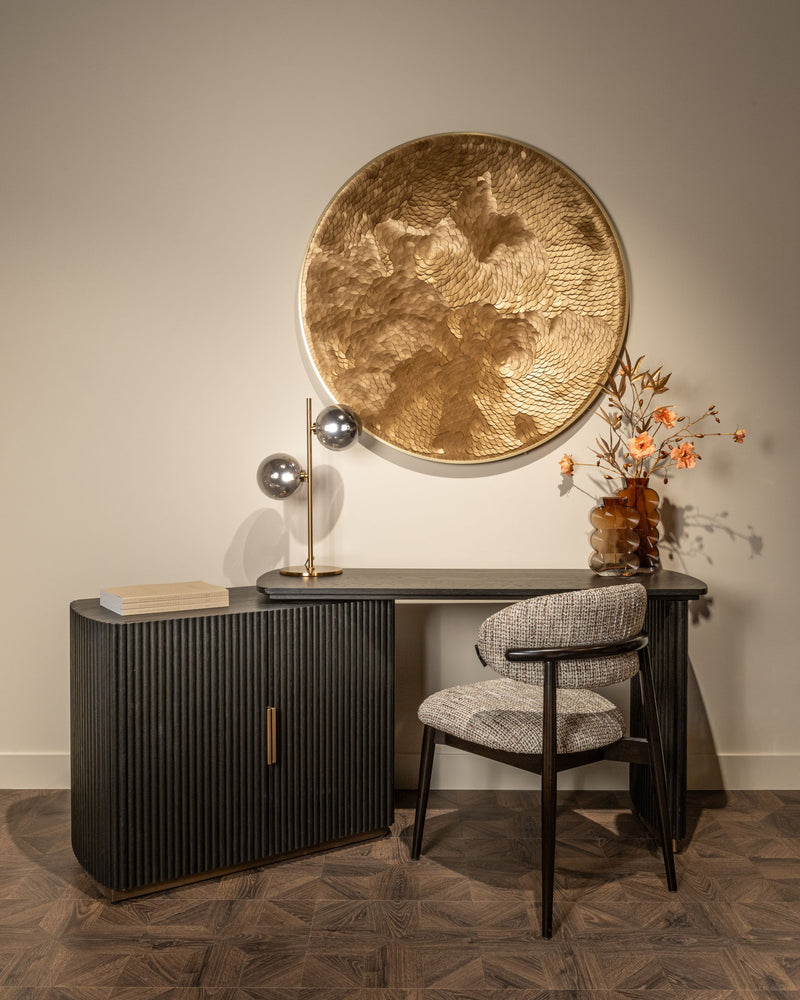 Richmond Wandkunst Bloom gold, Blumenrelief-Wanddeko, 110x110 cm