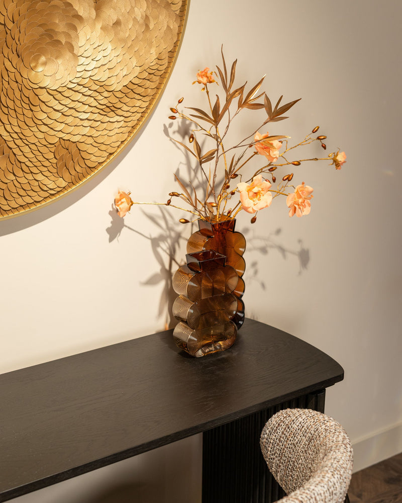 Richmond Wandkunst Bloom gold, Blumenrelief-Wanddeko, 110x110 cm