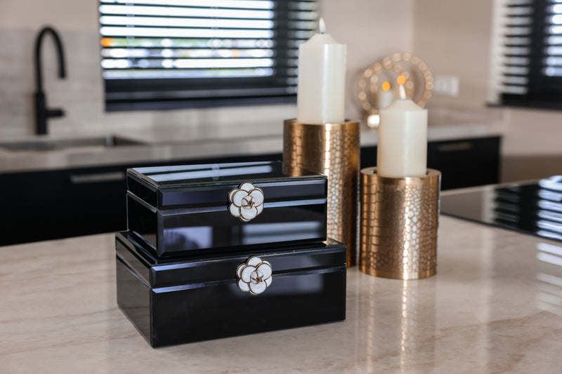 Aufbewahrungsbox Vivy Large in Schwarz mit Glasdeckel – Schmuckbox