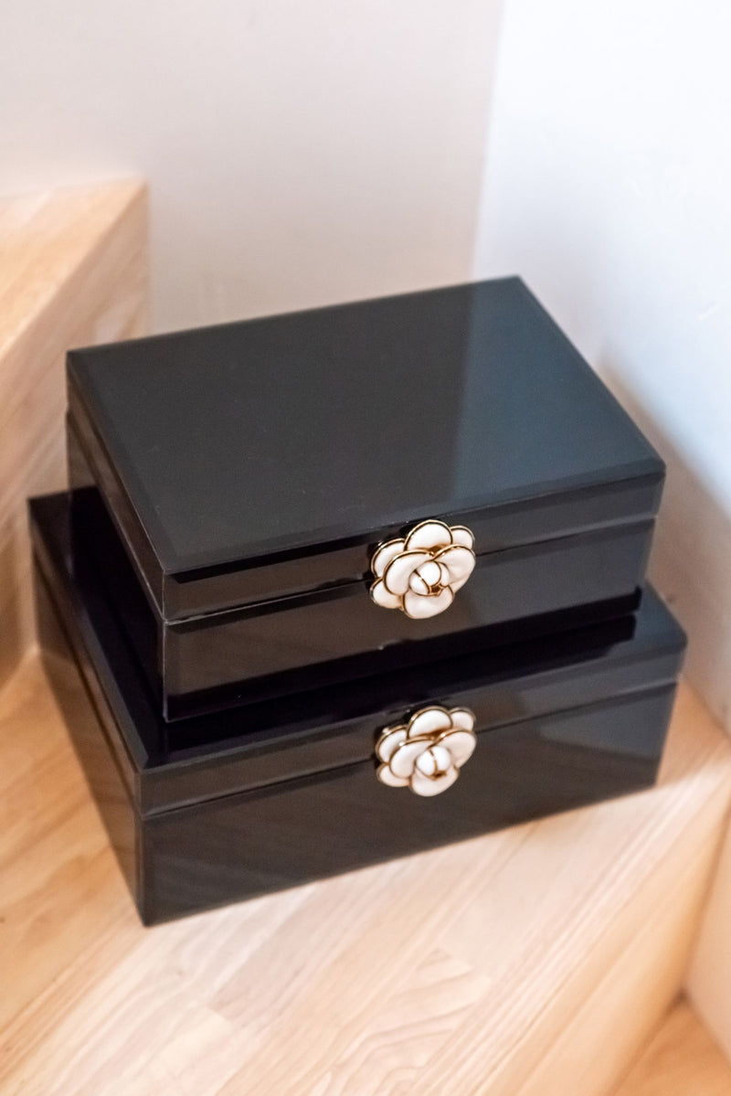Aufbewahrungsbox Vivy Large in Schwarz mit Glasdeckel – Schmuckbox
