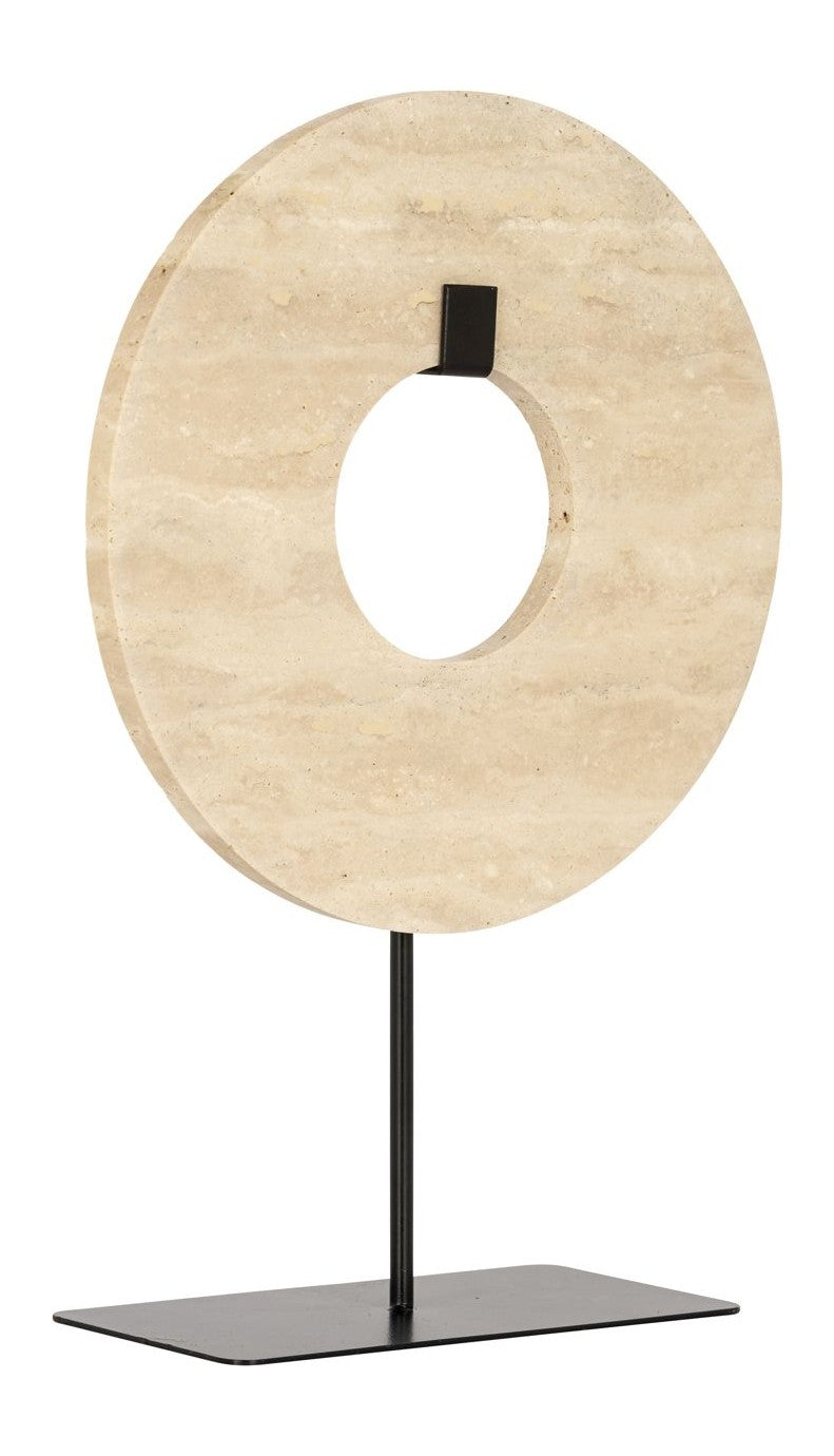 Dekoratives Objekt Manou small aus Metall & Travertin, beige
