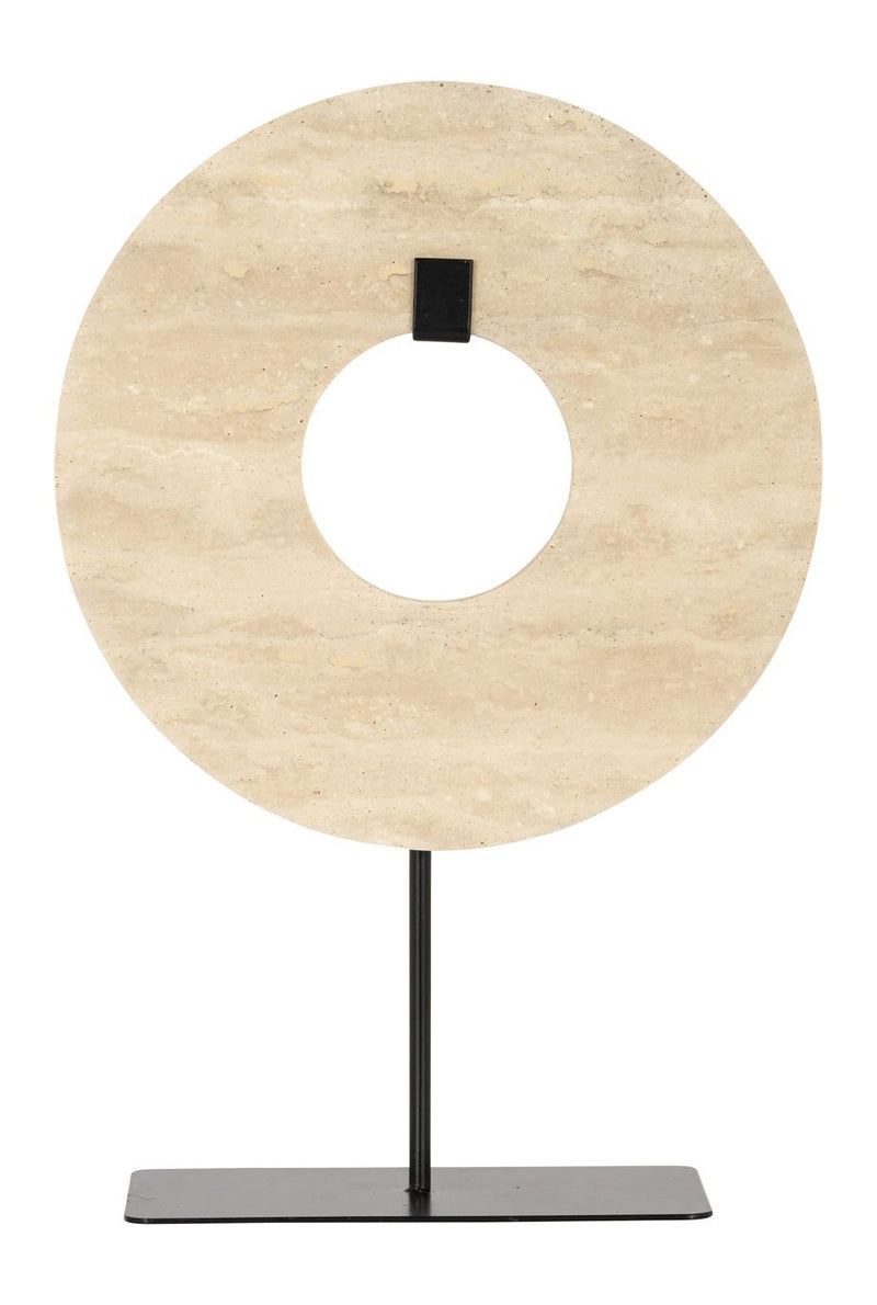 Dekoratives Objekt Manou small aus Metall & Travertin, beige