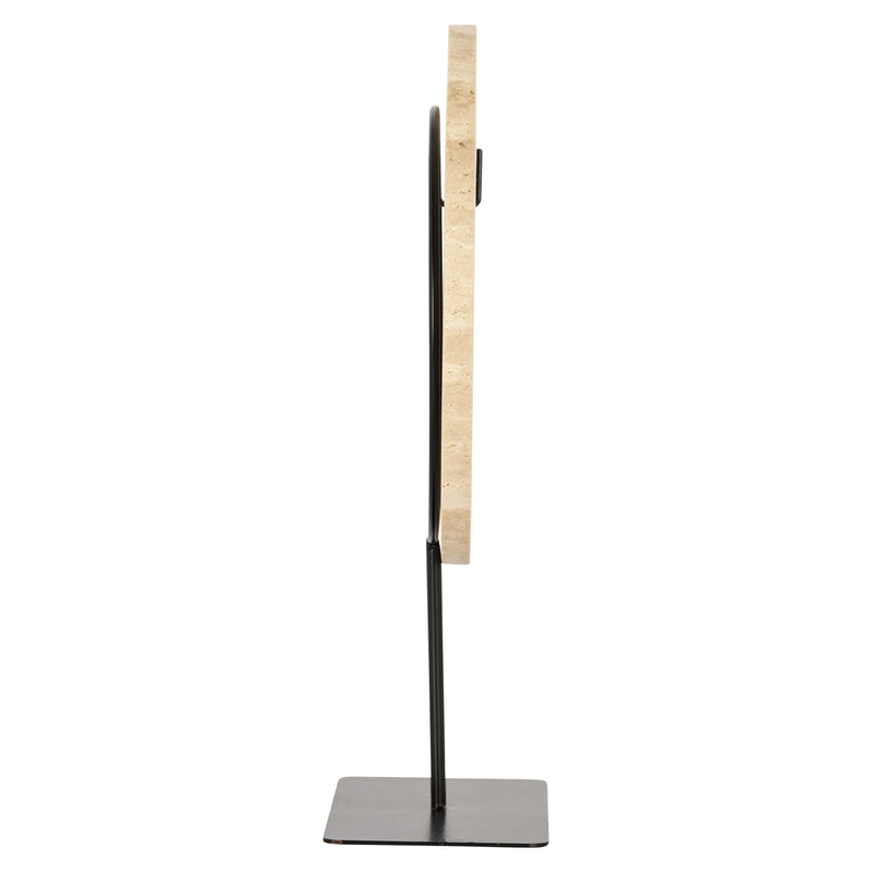 Dekoratives Objekt Manou small aus Metall & Travertin, beige