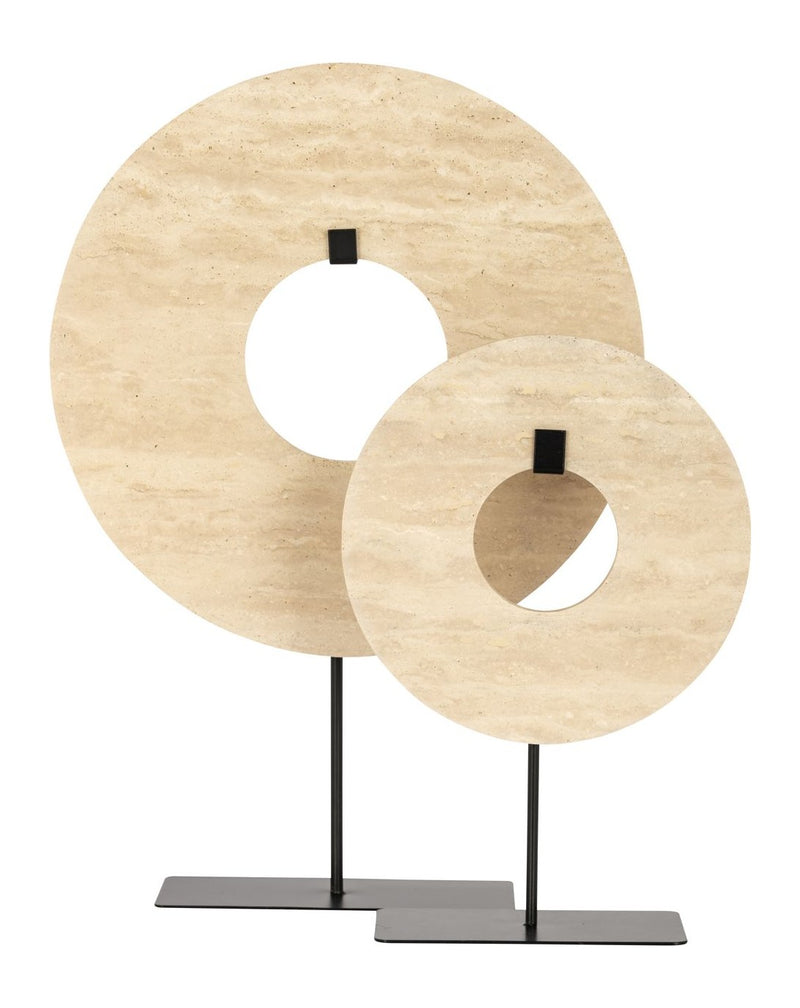 Dekoratives Objekt Manou small aus Metall & Travertin, beige