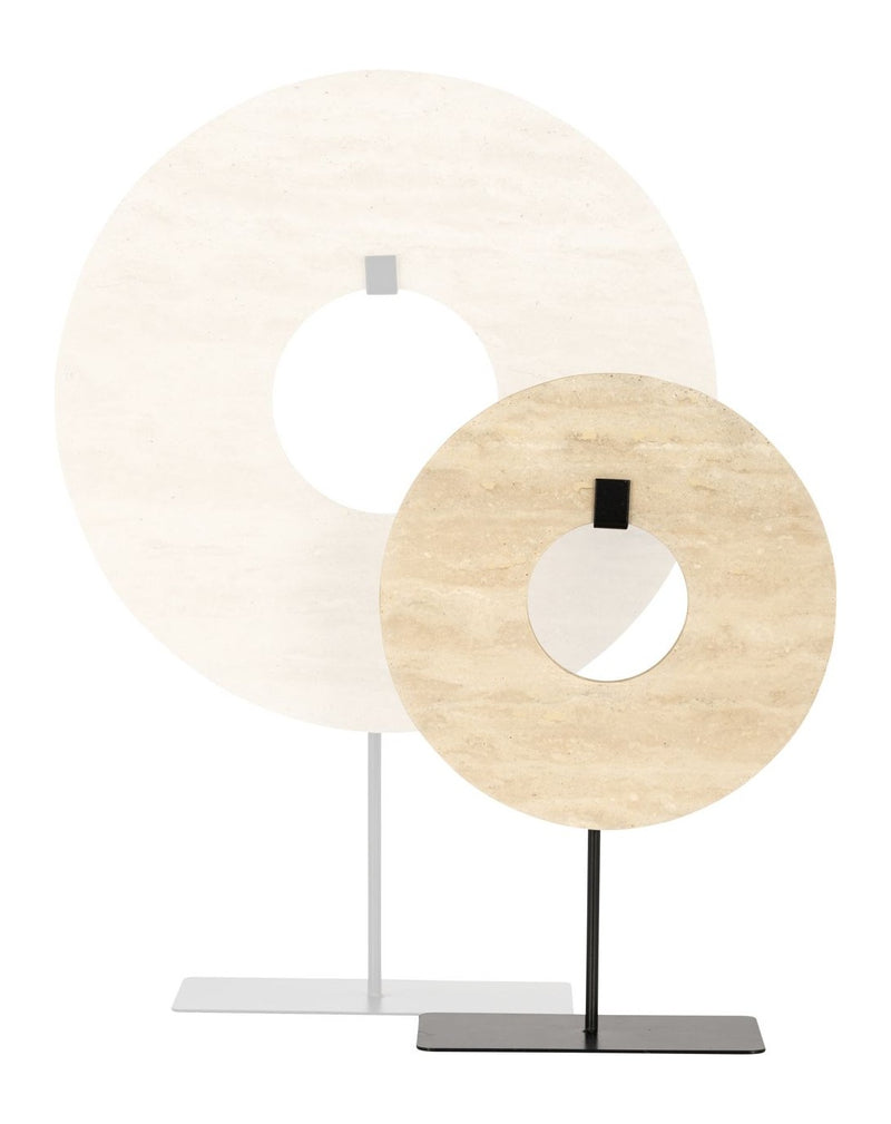 Dekoratives Objekt Manou small aus Metall & Travertin, beige