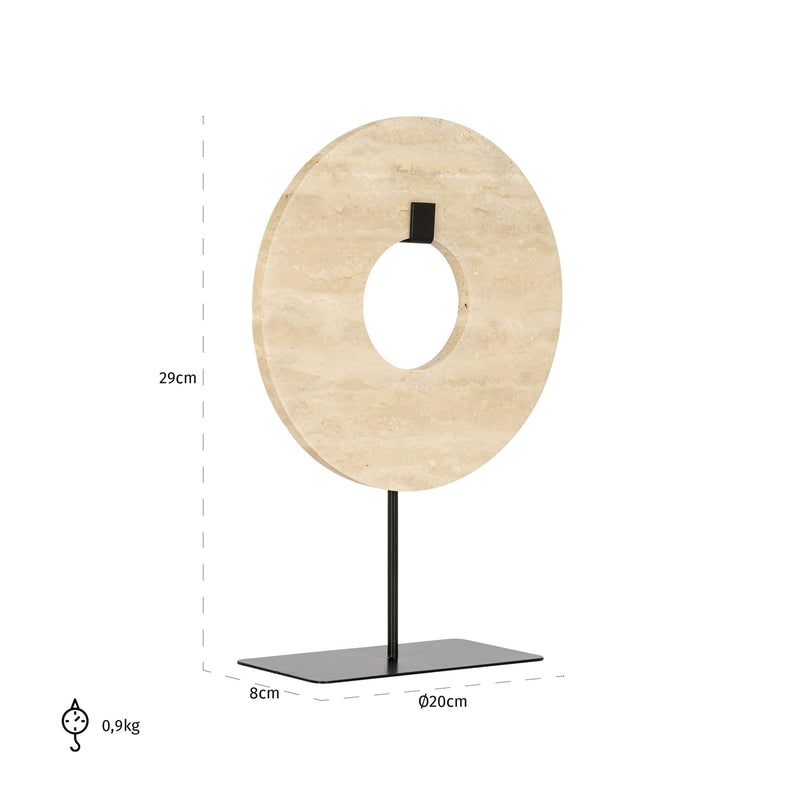 Dekoratives Objekt Manou small aus Metall & Travertin, beige