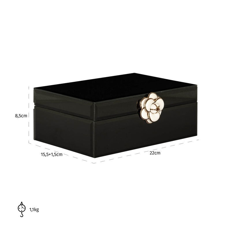 Aufbewahrungsbox Vivy black small – Schmuckbox mit Glasdeckel, schwarz