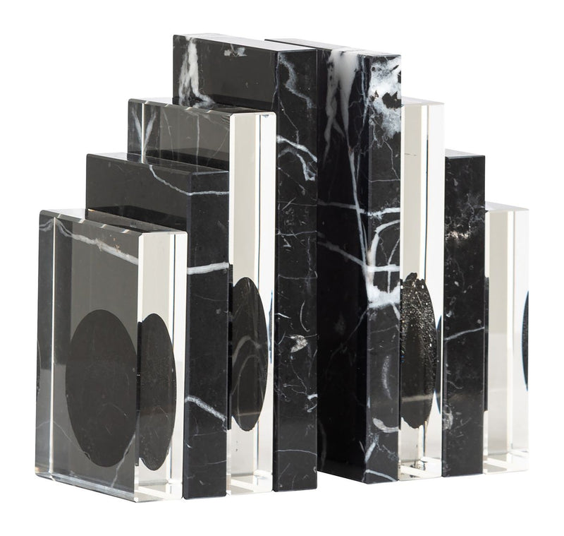 Richmond Buchständer Fancy black aus Marmor & Glas, 2-teilig