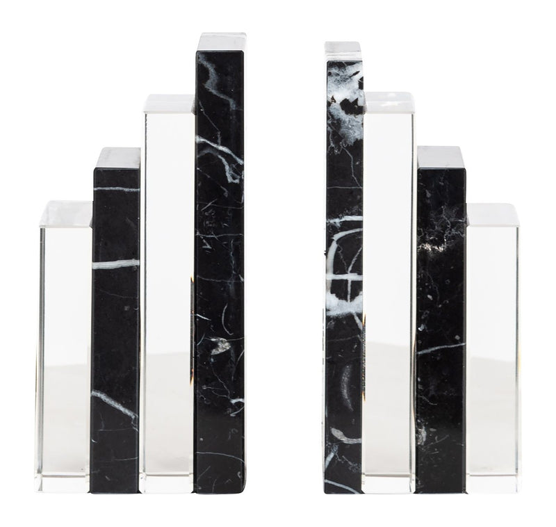 Richmond Buchständer Fancy black aus Marmor & Glas, 2-teilig