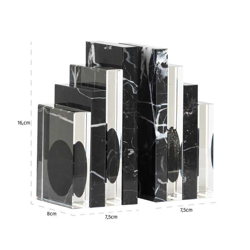 Richmond Buchständer Fancy black aus Marmor & Glas, 2-teilig