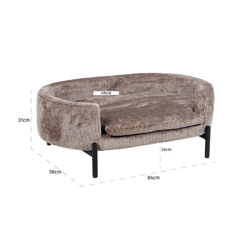 Hundebett Dolly Niagara Stone – Chenille-Polster, erhöhte Seiten