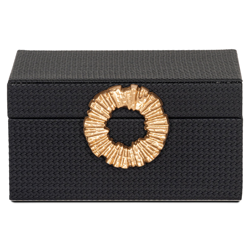 Aufbewahrungsbox Amal black/gold in PU-Leder – Richmond Interiors