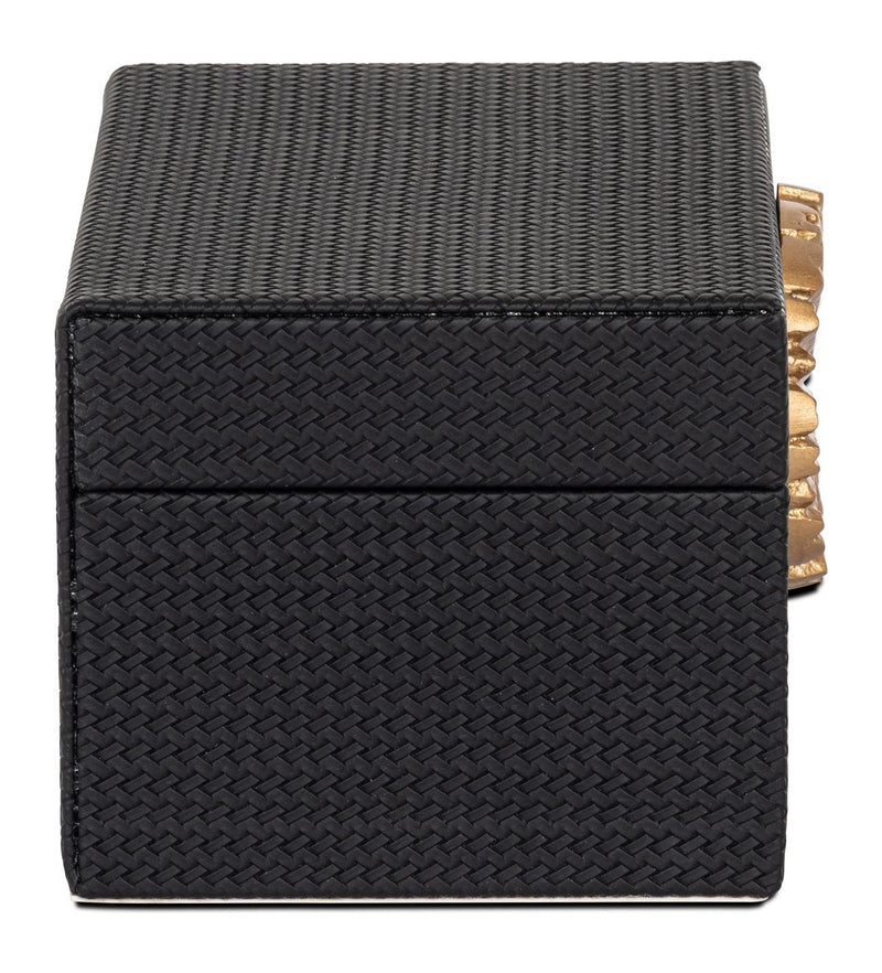 Aufbewahrungsbox Amal black/gold in PU-Leder – Richmond Interiors