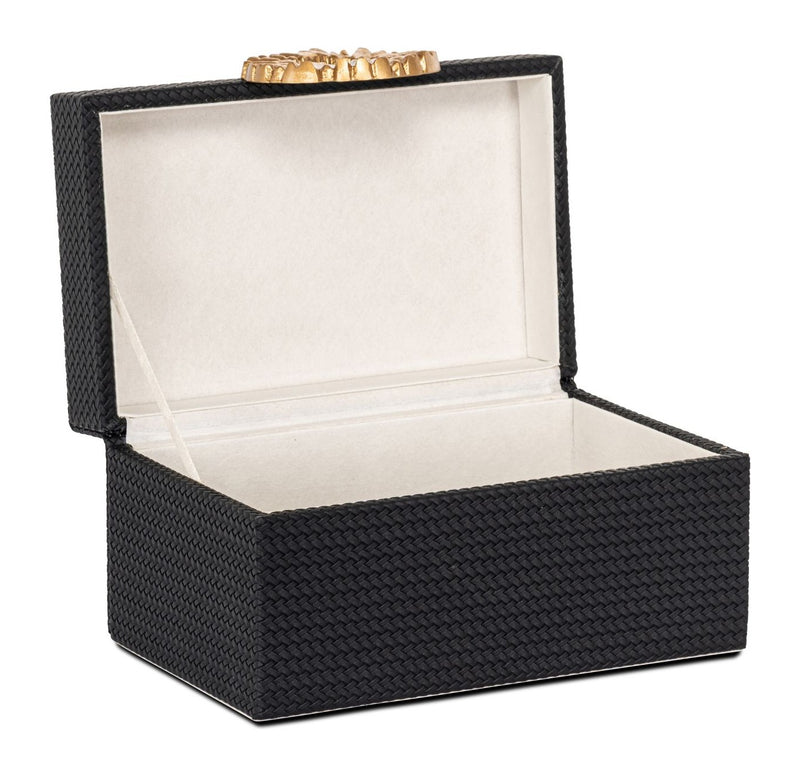 Aufbewahrungsbox Amal black/gold in PU-Leder – Richmond Interiors