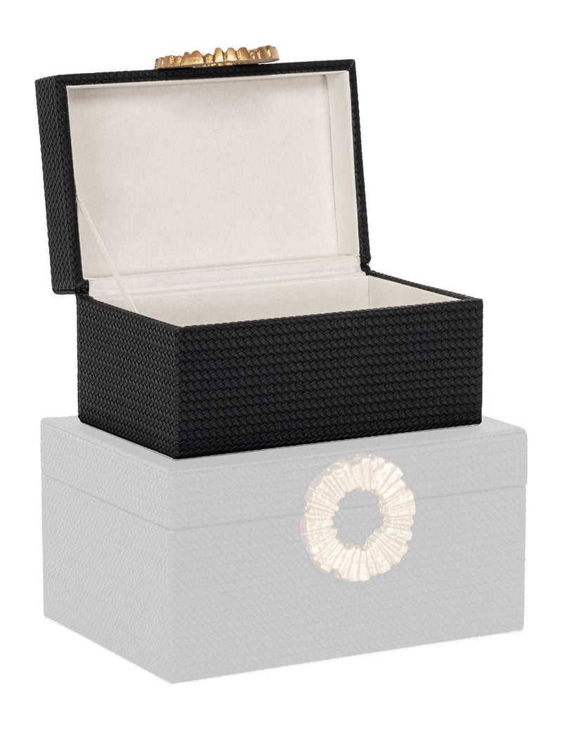 Aufbewahrungsbox Amal black/gold in PU-Leder – Richmond Interiors