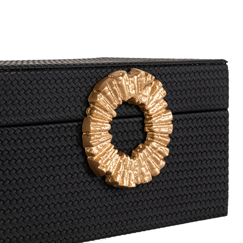 Aufbewahrungsbox Amal black/gold in PU-Leder – Richmond Interiors