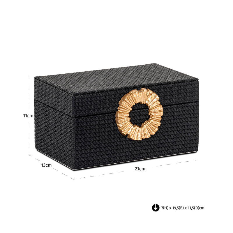 Aufbewahrungsbox Amal black/gold in PU-Leder – Richmond Interiors