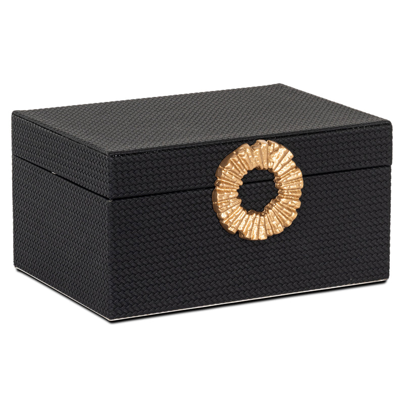 Aufbewahrungsbox Amal black/gold – edle Deko-Box mit PU-Leder-Bezug