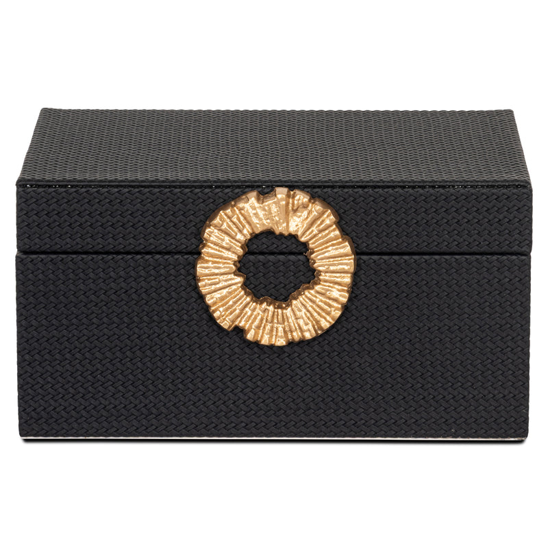 Aufbewahrungsbox Amal black/gold – edle Deko-Box mit PU-Leder-Bezug