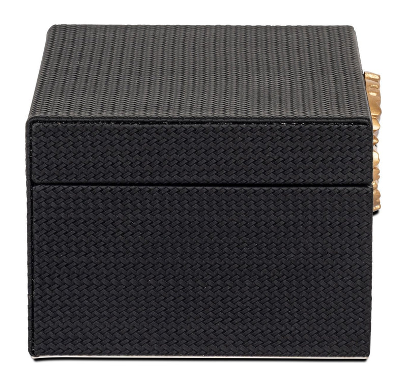 Aufbewahrungsbox Amal black/gold – edle Deko-Box mit PU-Leder-Bezug